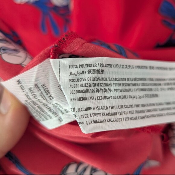 Abercrombie & Fitch Red Floral Split Neck Long Sleeve Tunic Mini Dress Size S - Picture 7 of 7